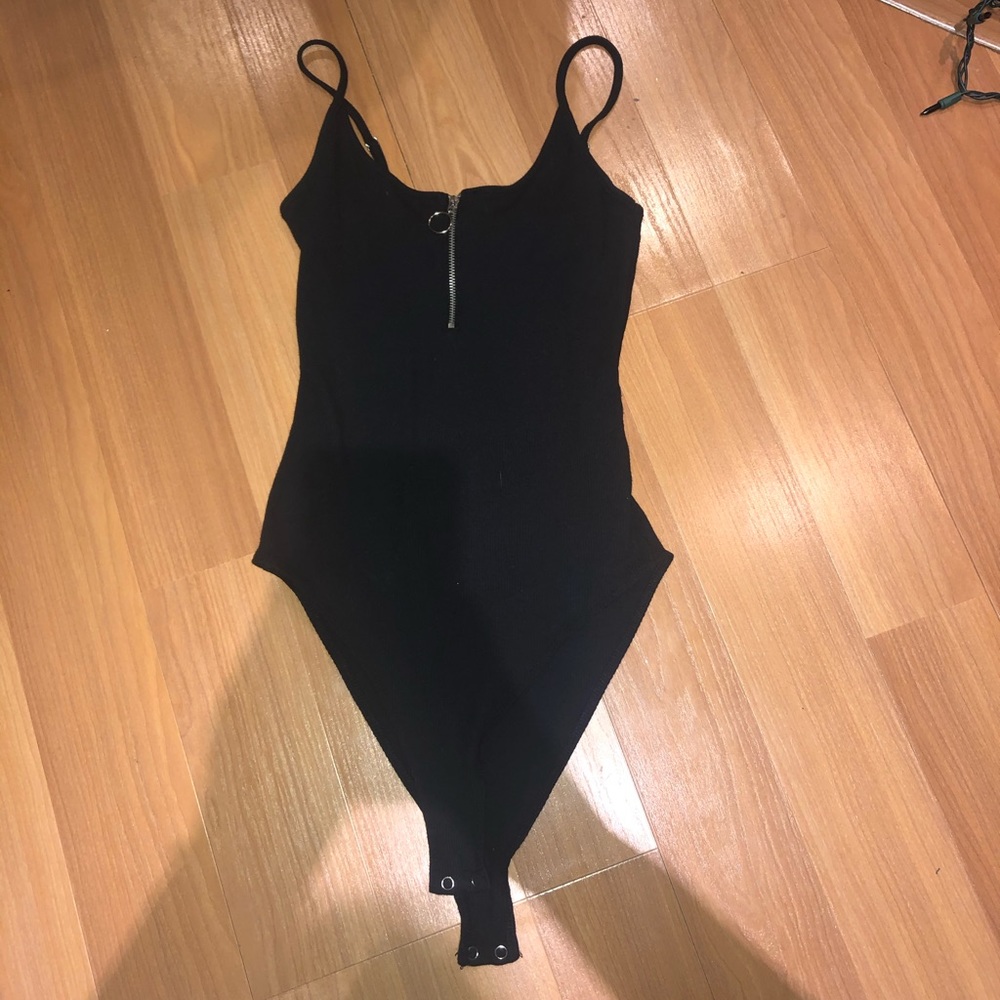 black zipup bodysuit